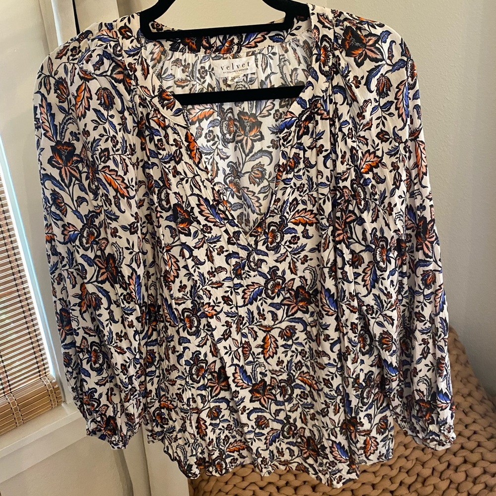 Anthropologie – Velvet by Graham & Spencer Carly Floral Blouse